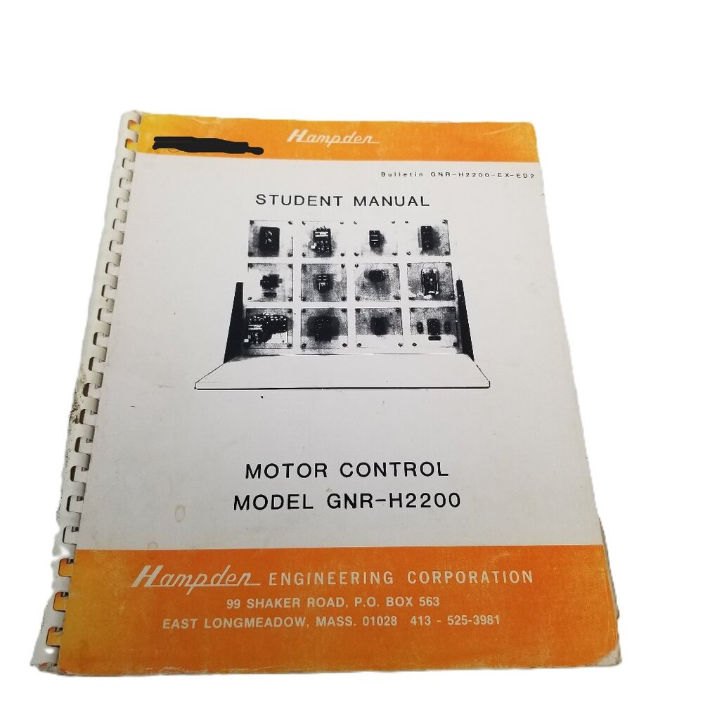 Hampden Engineering Motor Control Manual GNR-H2200 Vintage Student Lab Technical